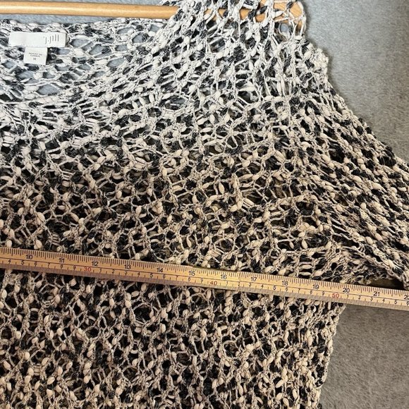 J Jill Sweater Womens Medium Black White Open Knit Popover Pullover Chunky - Picture 9 of 11